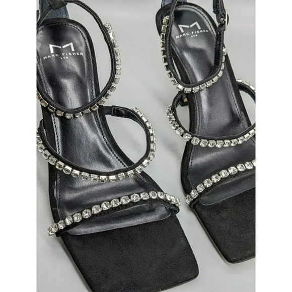 NIB Marc Fisher Dezzi Rhinestone Ankle Strap Sandal Black Size 6 M (MSRP $150) - Picture 4 of 7